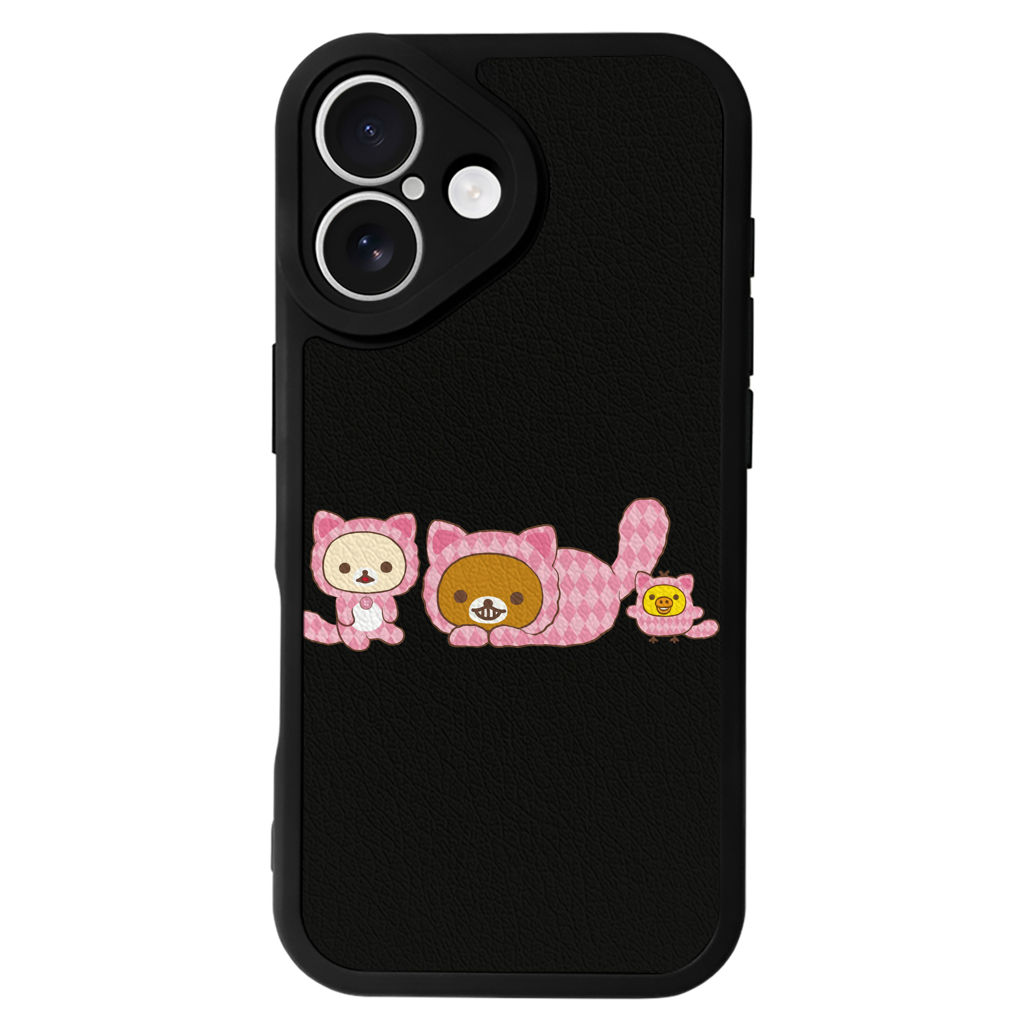 （画像用） リラックマ リラックマ キイロイトリ Rilakkuma Korilakkuma Kiiroitori 【iPhone 16シリーズ対応】シリコンスマホケース（レザー調） 材質：シリコン